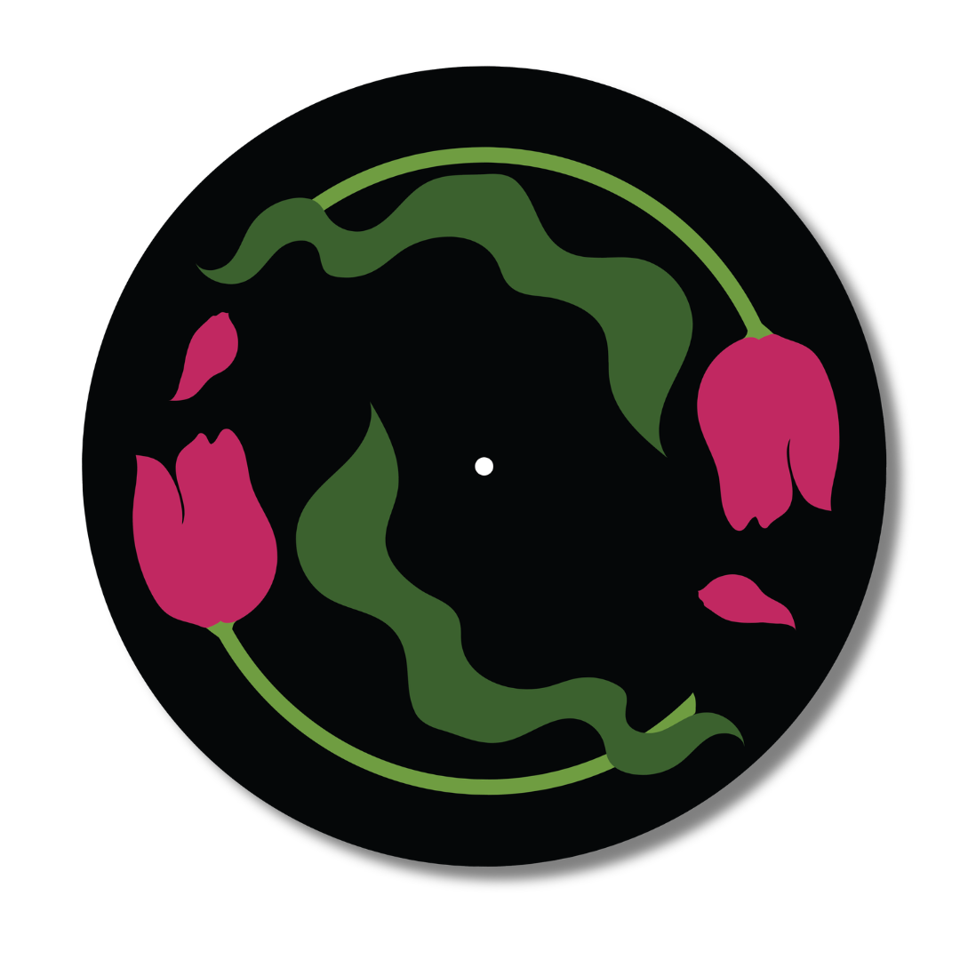 Pink "Tipsy Tulips" Vinyl Record Slipmat Turntable Accessory-1