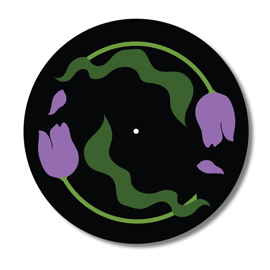 Purple "Tipsy Tulips" Vinyl Record Slipmat Turntable Accessory