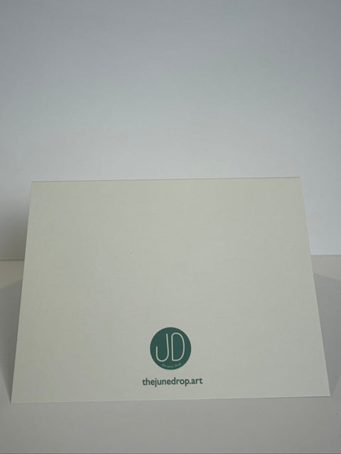 White card with a green logo
