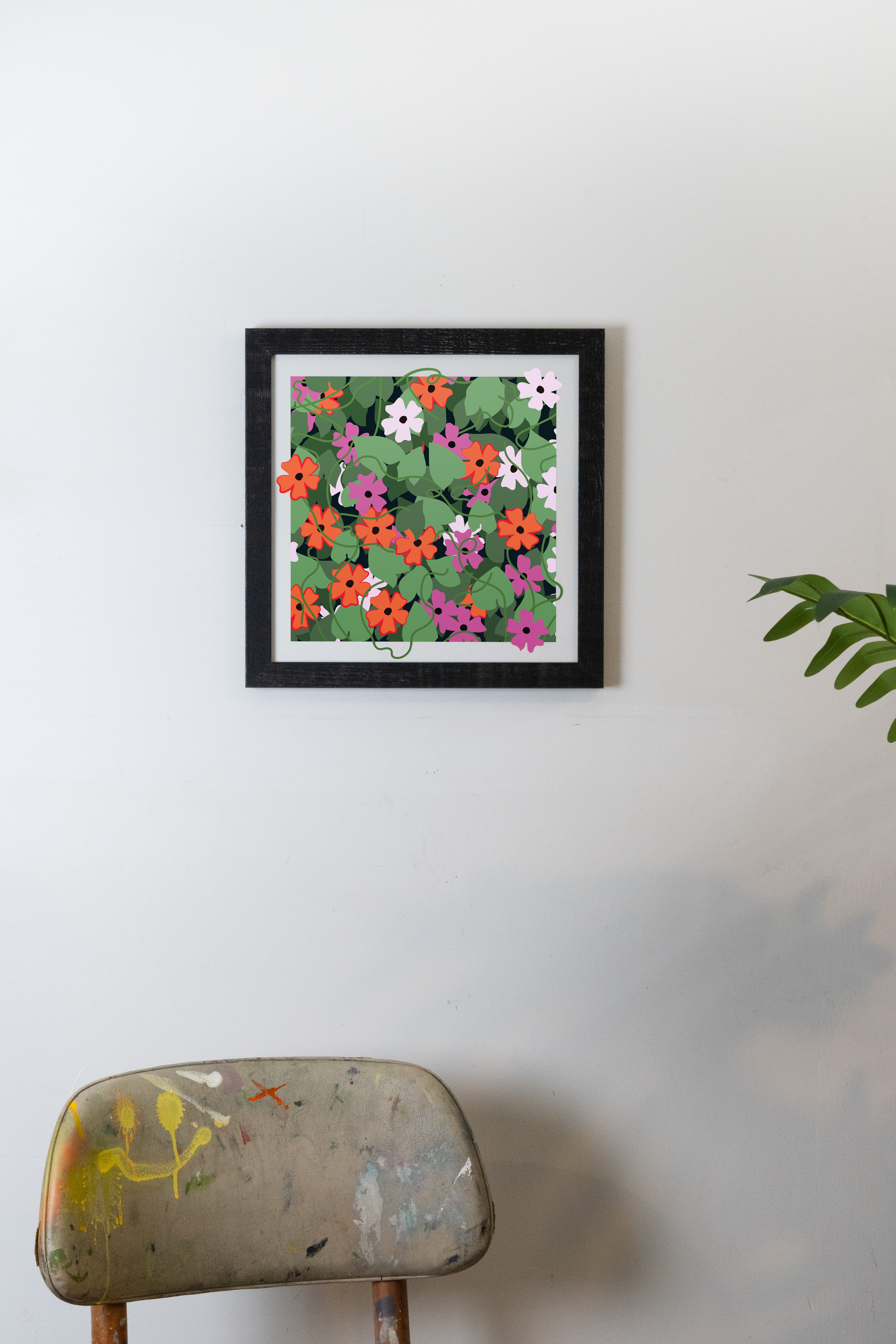 Red and Pink "Black-eyed Susan Vine" Print-3