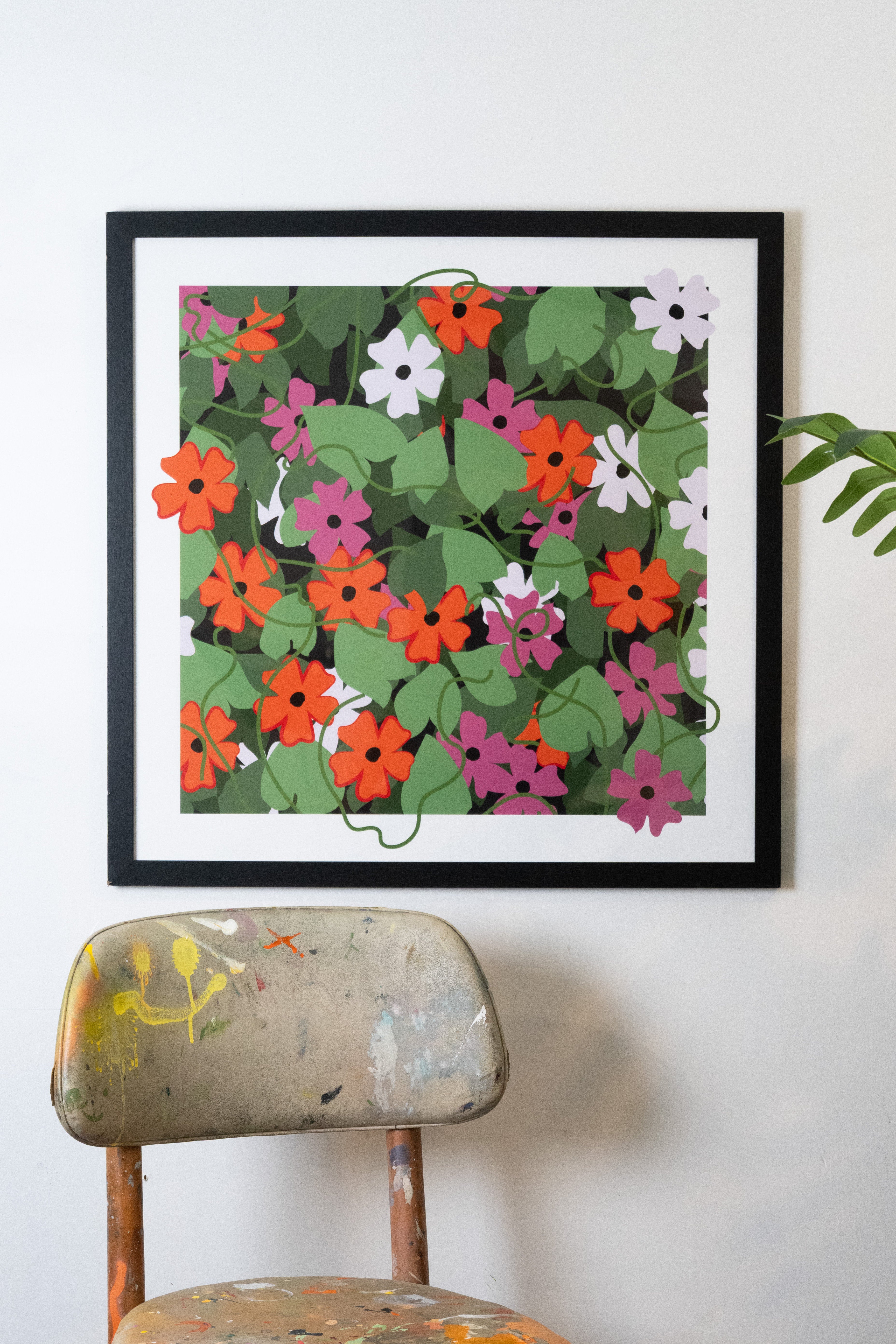 Red and Pink "Black-eyed Susan Vine" Print-2