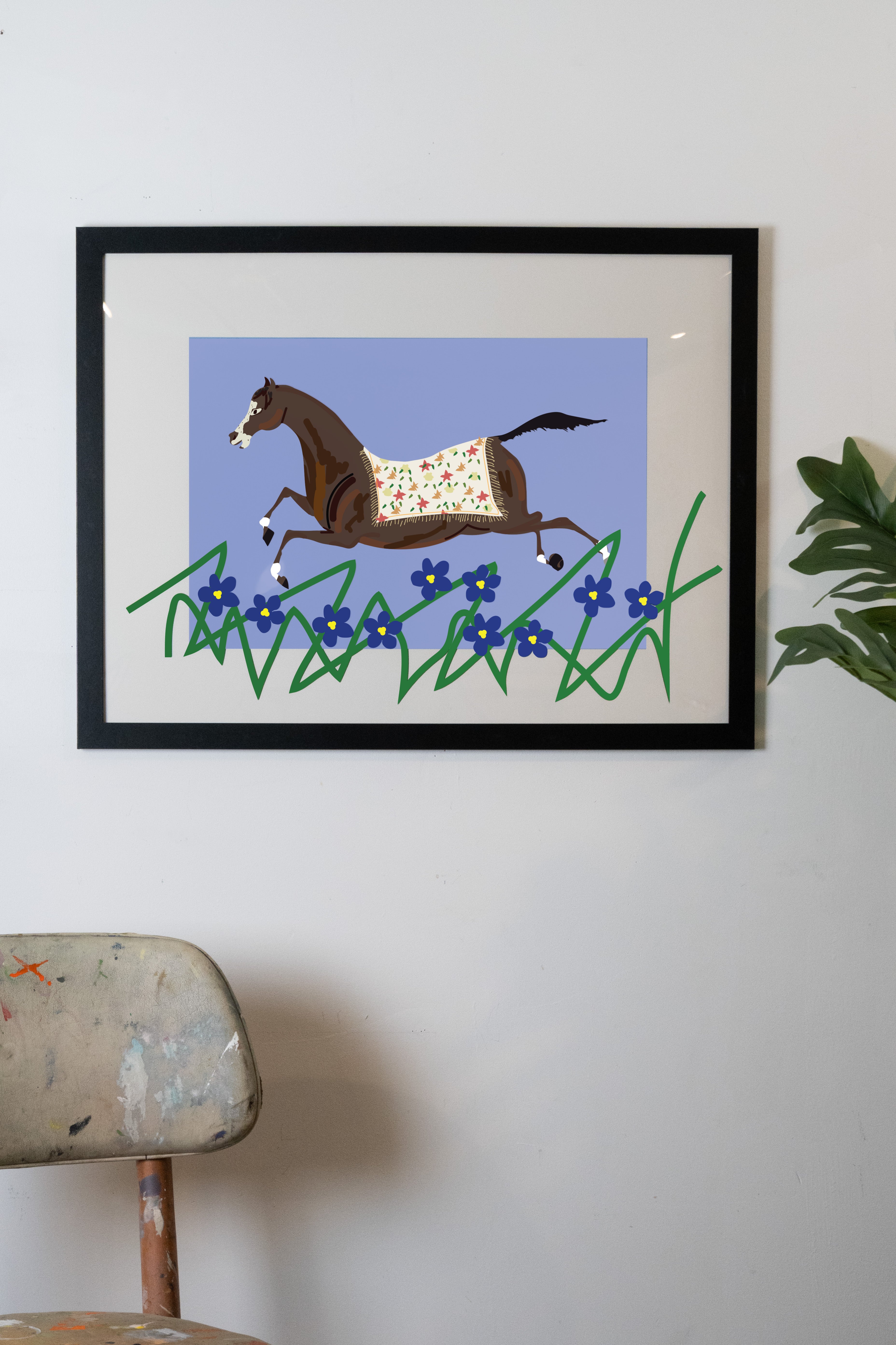 Blue "Forget-Me-Not" Horse Print-2