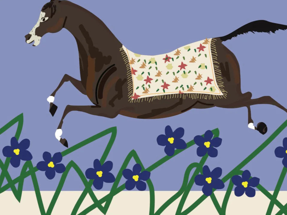 Blue "Forget-Me-Not" Horse Print-4