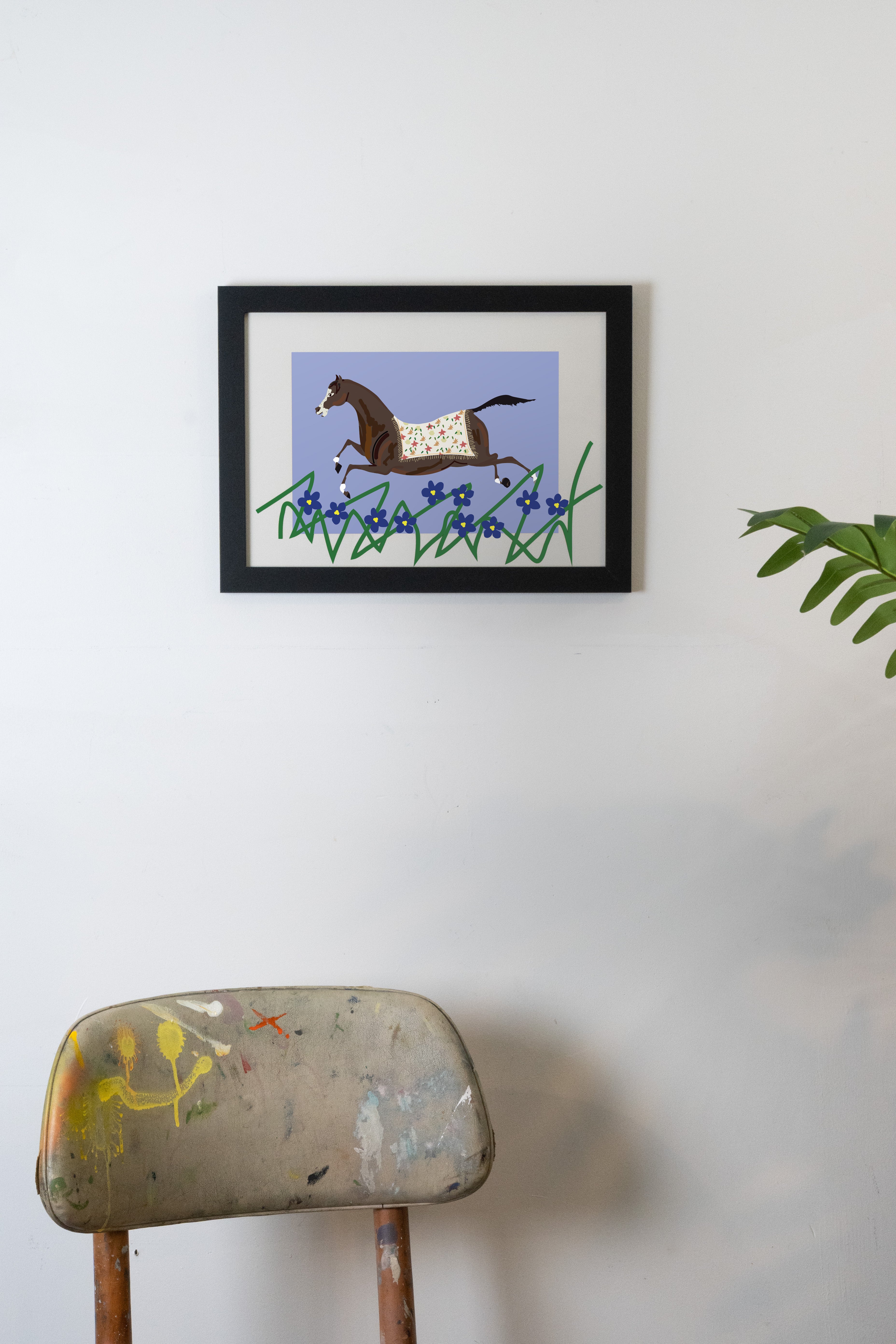 Blue "Forget-Me-Not" Horse Print-3