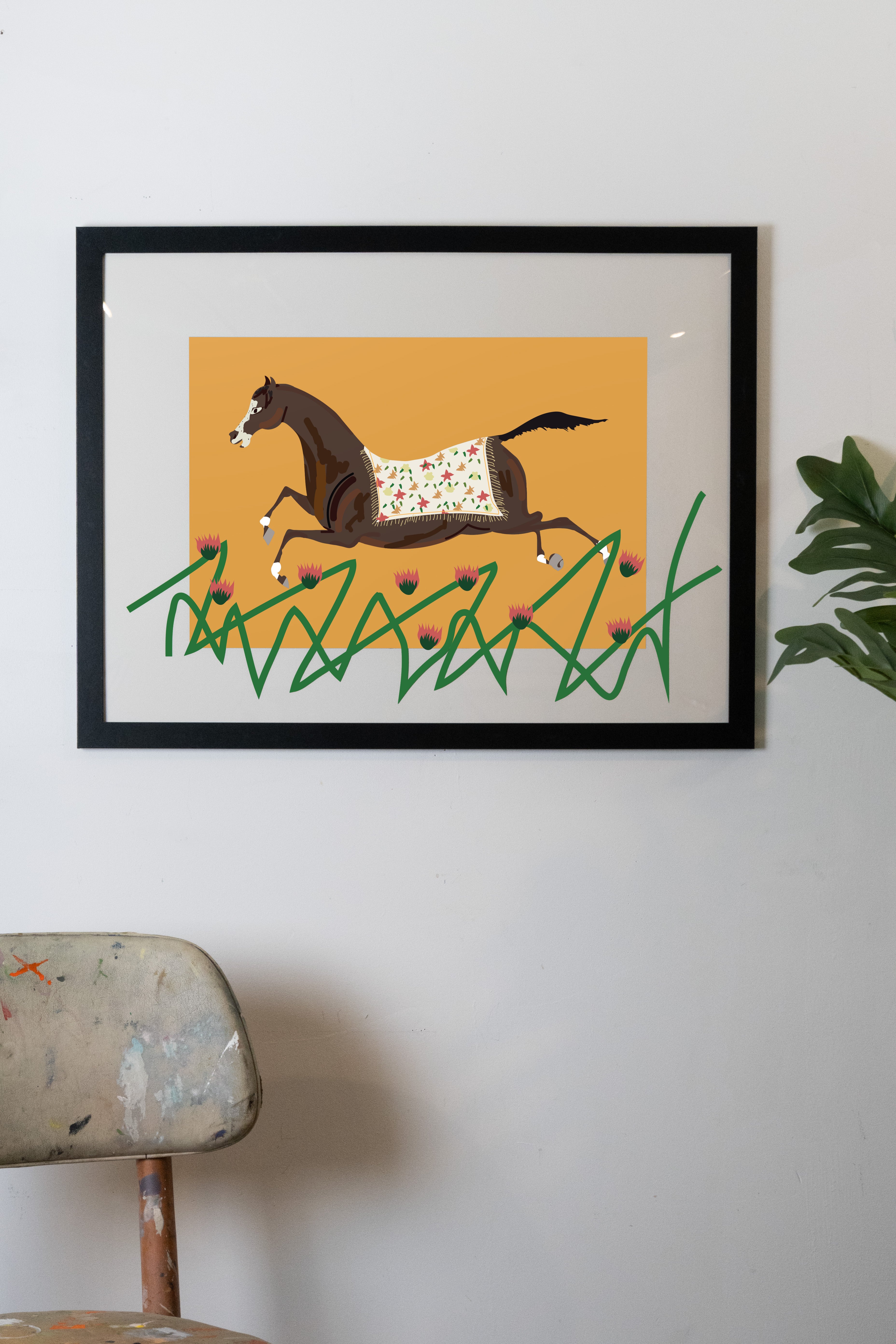 Golden Yellow "Marigold" Horse Print-2