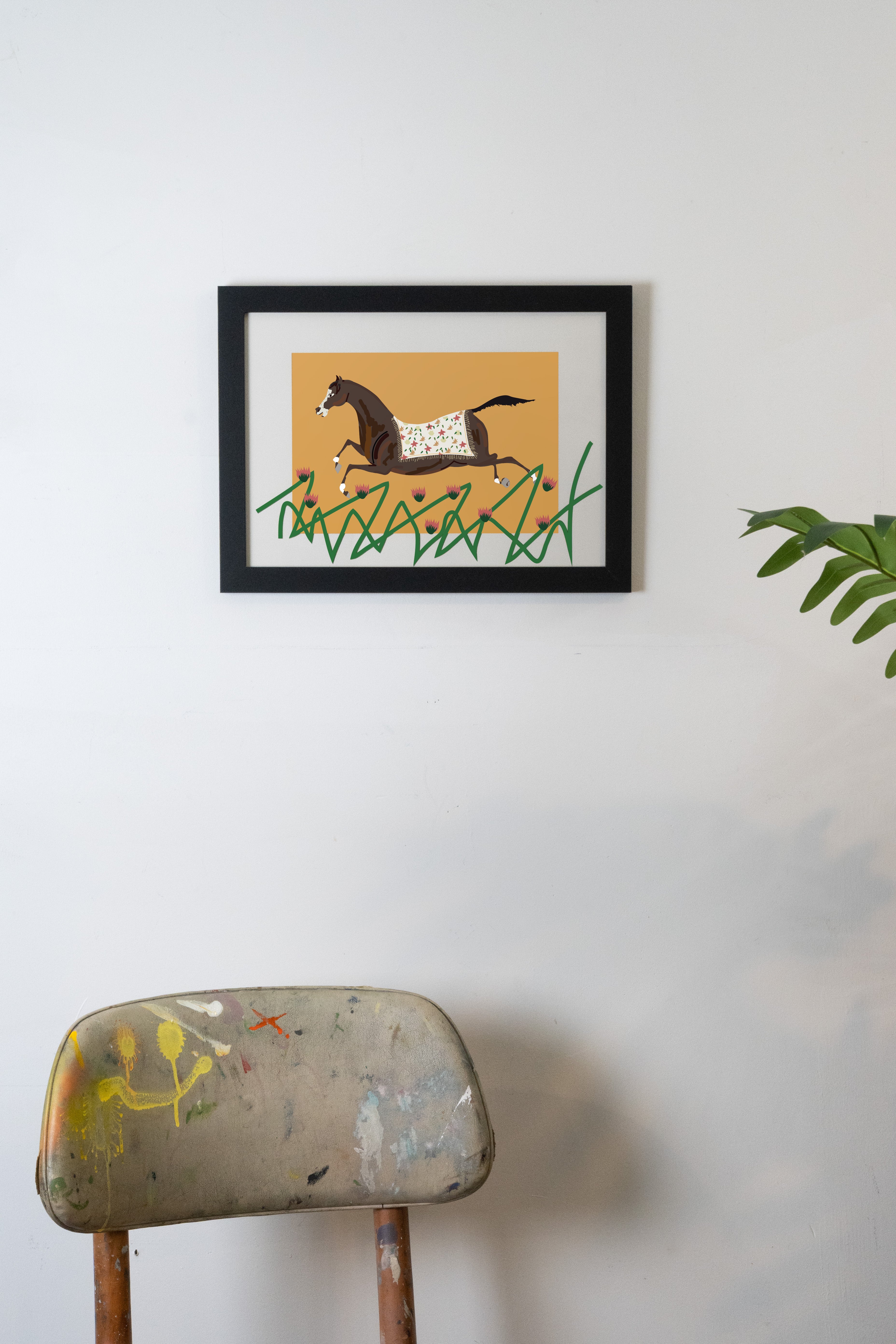 Golden Yellow "Marigold" Horse Print-3