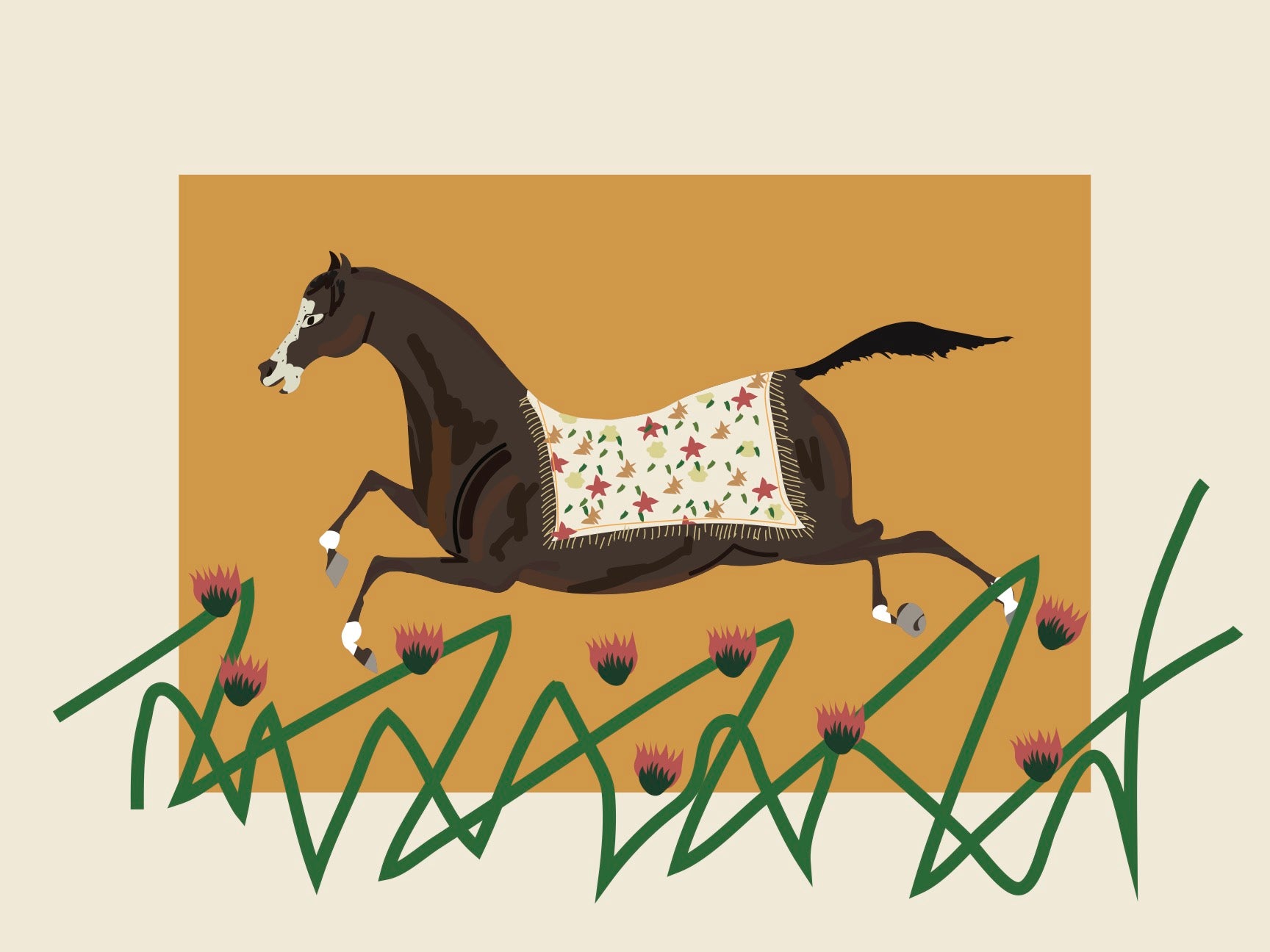 Golden Yellow "Marigold" Horse Print
