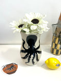 Handpainted wheel thrown ceramic octopus vase with eclectic styling