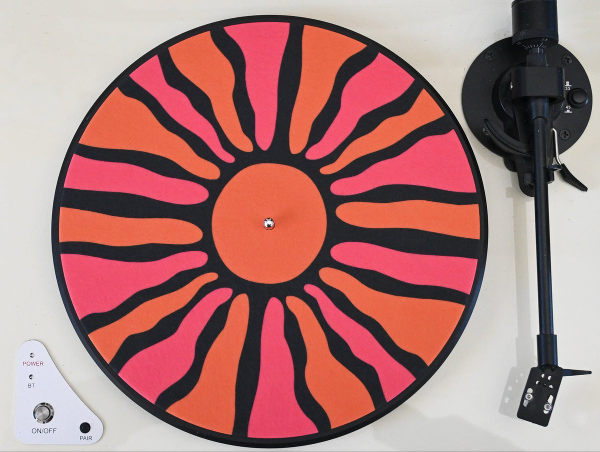 Pink "Sunburst" Vinyl Record Slipmat Turntable Accessory-4