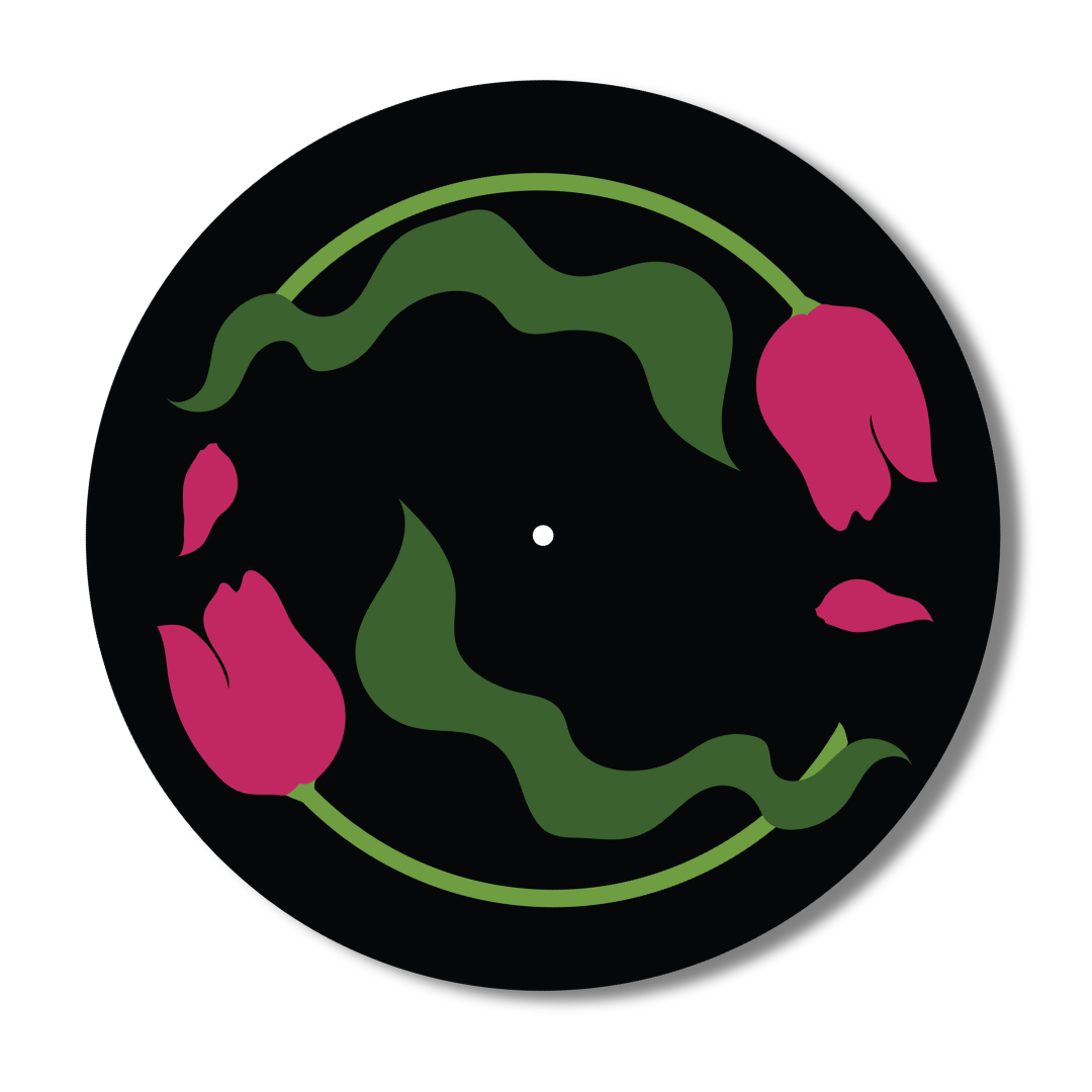Pink "Tipsy Tulips" Vinyl Record Slipmat Turntable Accessory