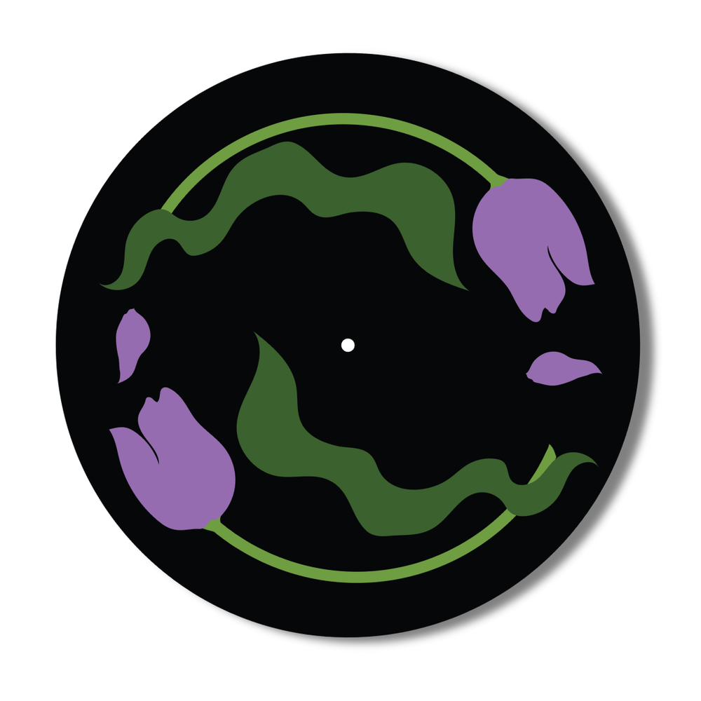 Purple "Tipsy Tulips" Vinyl Record Slipmat Turntable Accessory