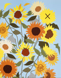 Illustration of sunflowers on a light blue background