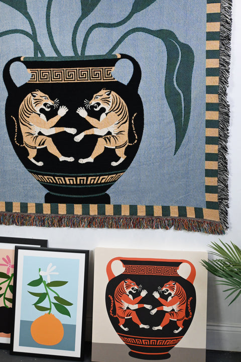 Tiger Vase Throw Blanket