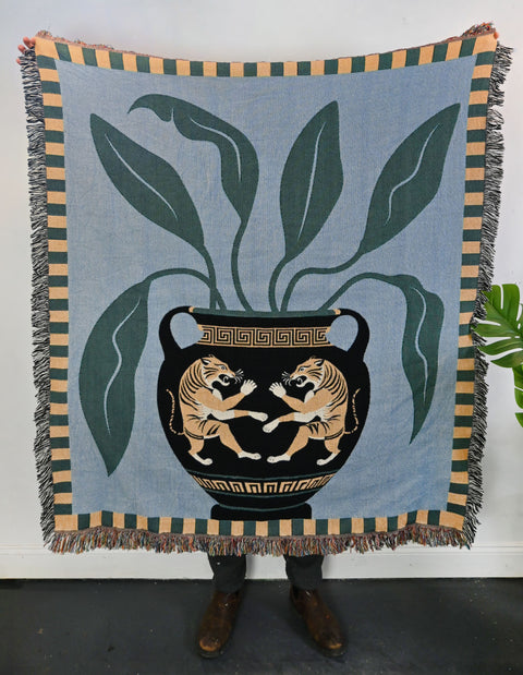 Tiger Vase Throw Blanket