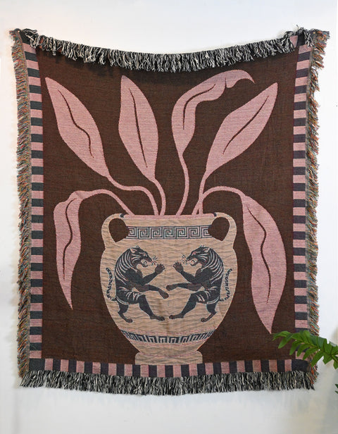 Tiger Vase Throw Blanket