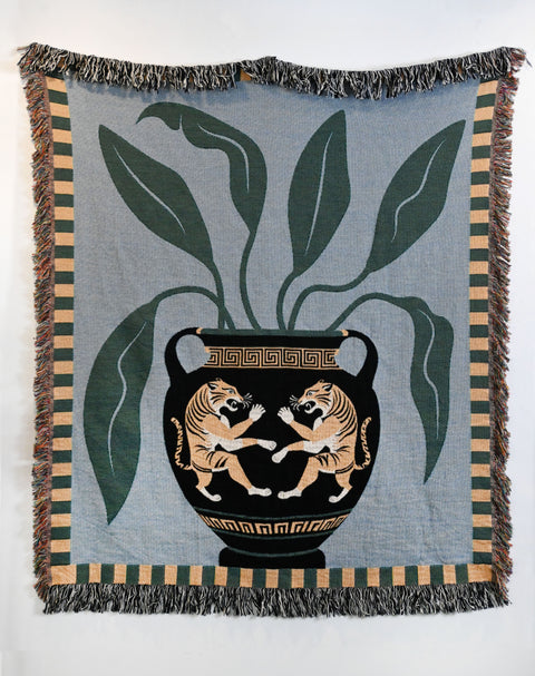 Tiger Vase Throw Blanket