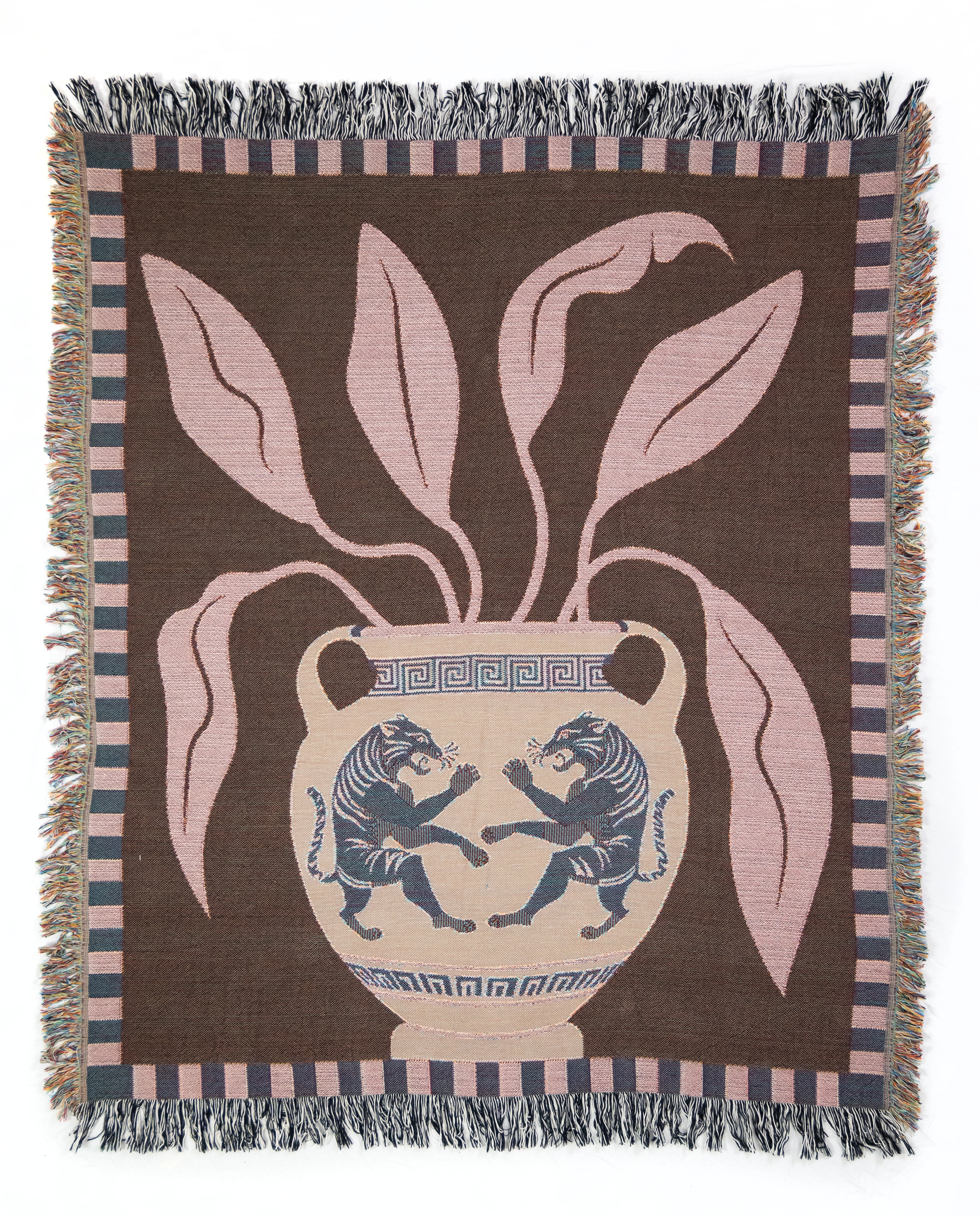 "Tiger Vase" Woven Throw Blanket-3