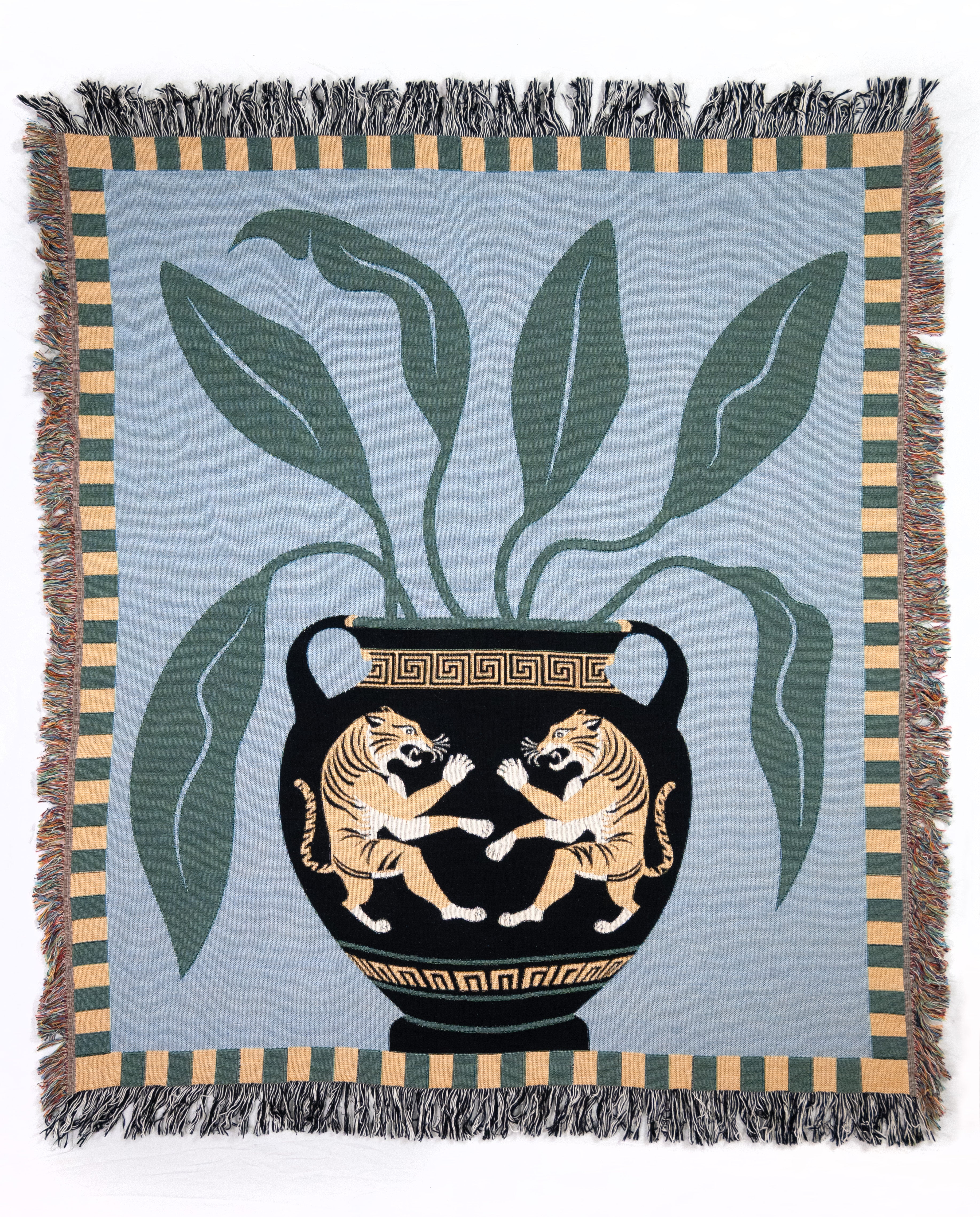 "Tiger Vase" Woven Throw Blanket