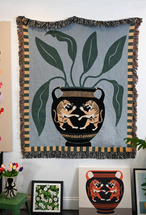 Tiger Vase Throw Blanket