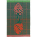 Durable kitchen dish or tea towel with strawberry design on a green, pink, and red checkered background